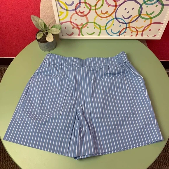 NWT Blue/White Striped Women's High Rise Poplin Shorts - A New Day - Picture 3 of 5